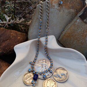 1950's Princess Style Blue Rhinestone Choker